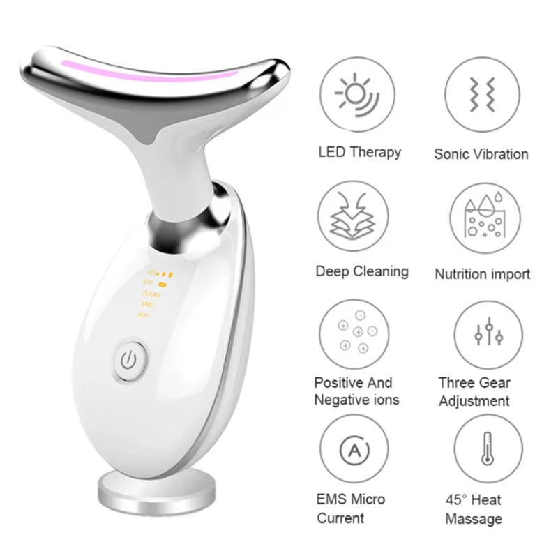 New Mini 3 Colors Neck Face Beauty Device LED Photon Therapy Skin Tighten Reduce Double Chin anti Wrinkle Remove Home Appliance